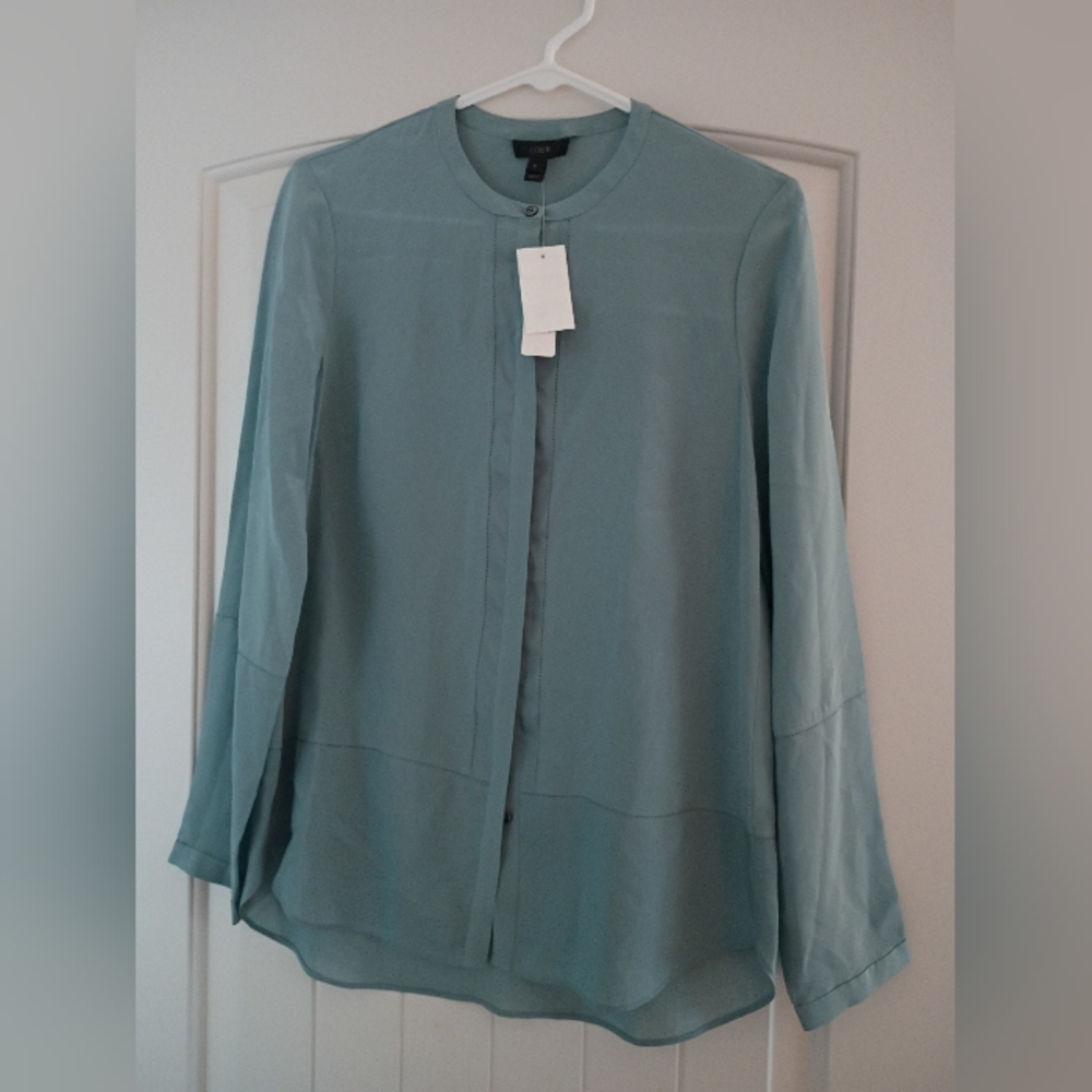 J. Crew 100% Silk Light Blue Women's Blouse